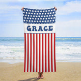 Lofaris Custom Name Usa Flag Beach Towel For Holiday Gifts